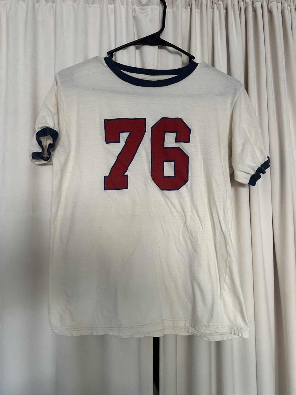 John Galt White Ringer Tee Red 76 Graphic Made in Italy 100% Cotton XS/S
